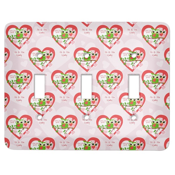Custom Valentine Owls Light Switch Cover (3 Toggle Plate) (Personalized)