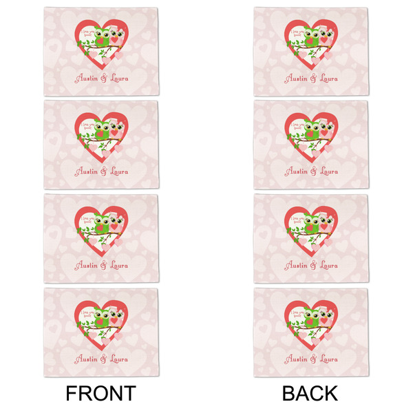 Valentine Owls Linen Placemat - APPROVAL Set of 4 (double sided)