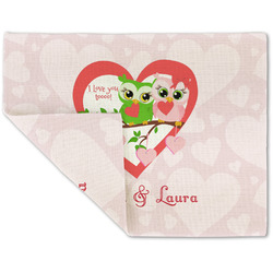 Valentine Owls Double-Sided Linen Placemat - Single w/ Couple's Names