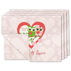 Valentine Owls Linen Placemat w/ Couple's Names