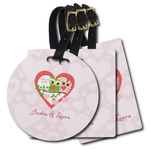 Valentine Owls Plastic Luggage Tag (Personalized)
