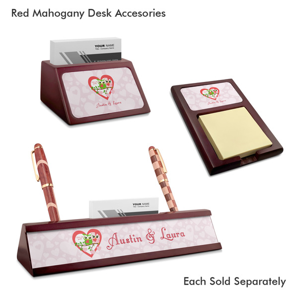 Valentine Owls Mahogany Desk Accessories