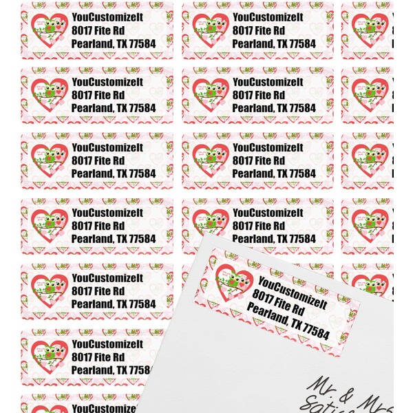 Valentine Owls Mailing Label on Envelope - Multiple Labels