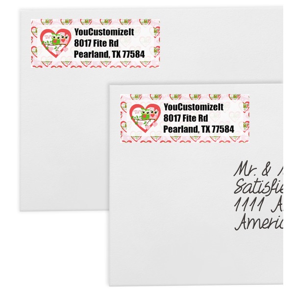 Valentine Owls Mailing Labels - Double Stack Close Up