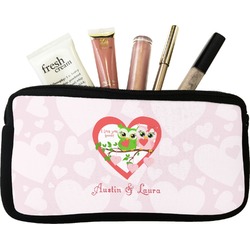 Valentine Owls Makeup / Cosmetic Bag - Small (Personalized)