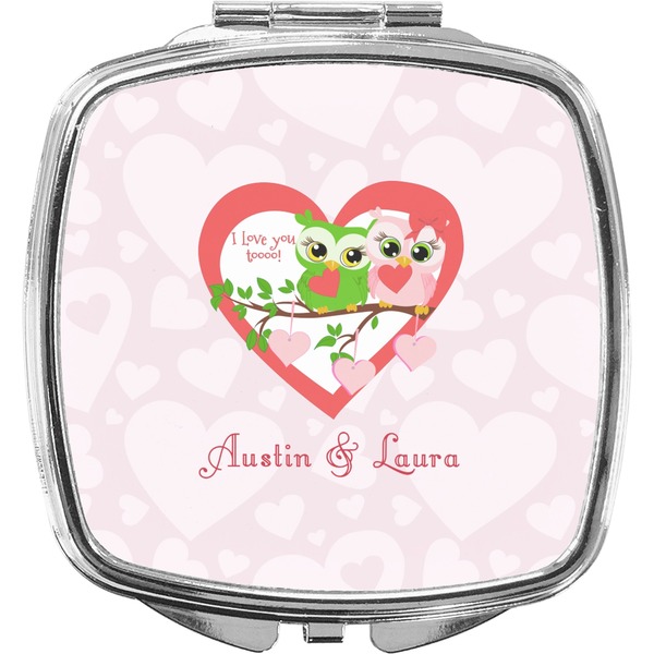 Custom Valentine Owls Compact Makeup Mirror (Personalized)