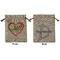Valentine Owls Medium Burlap Gift Bag - Front & Back (Personalized)