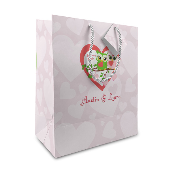 Custom Valentine Owls Medium Gift Bag (Personalized)