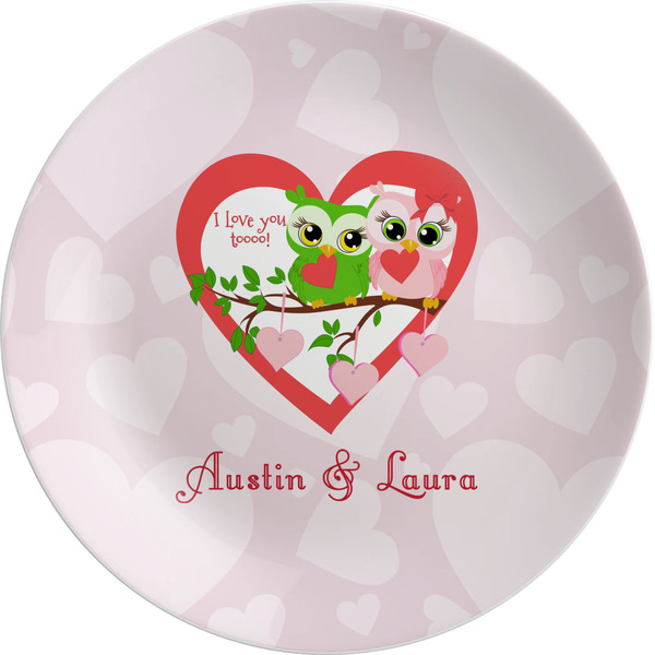 Custom Valentine Owls Melamine Plate (Personalized)