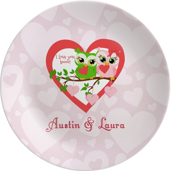 Custom Valentine Owls Melamine Plate (Personalized)