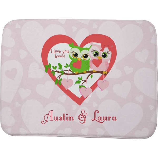 Custom Valentine Owls Memory Foam Bath Mat - 48"x36" (Personalized)