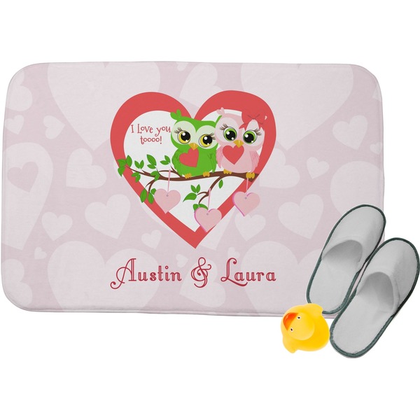 Custom Valentine Owls Memory Foam Bath Mat (Personalized)
