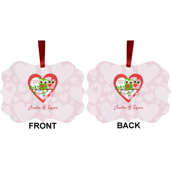 Valentine Owls Metal Benilux Ornament - Front and Back (APPROVAL)