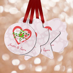 Valentine Owls Metal Ornaments - Double Sided w/ Couple's Names