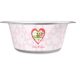 Valentine Owls Stainless Steel Dog Bowl (Personalized)