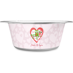 Valentine Owls Stainless Steel Dog Bowl - Small (Personalized)