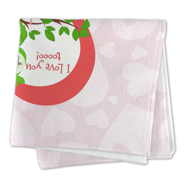 Valentine Owls Microfiber Dish Rag - FOLDED (square)