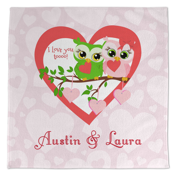 Custom Valentine Owls Microfiber Dish Towel (Personalized)
