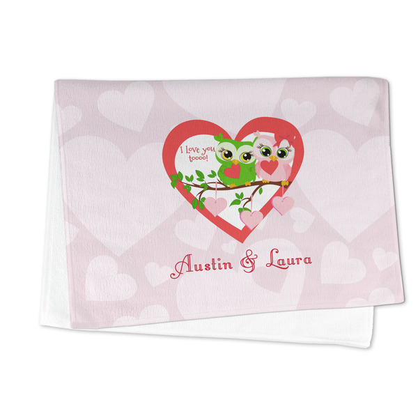Valentine Owls Microfiber Dish Towel - FOLDED HALF