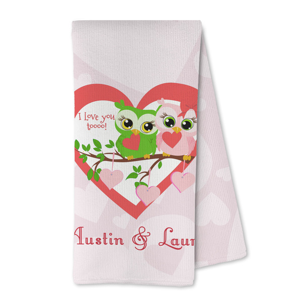 Custom Valentine Owls Kitchen Towel - Microfiber (Personalized)