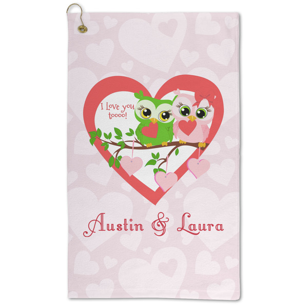 Custom Valentine Owls Microfiber Golf Towel - Large (Personalized)
