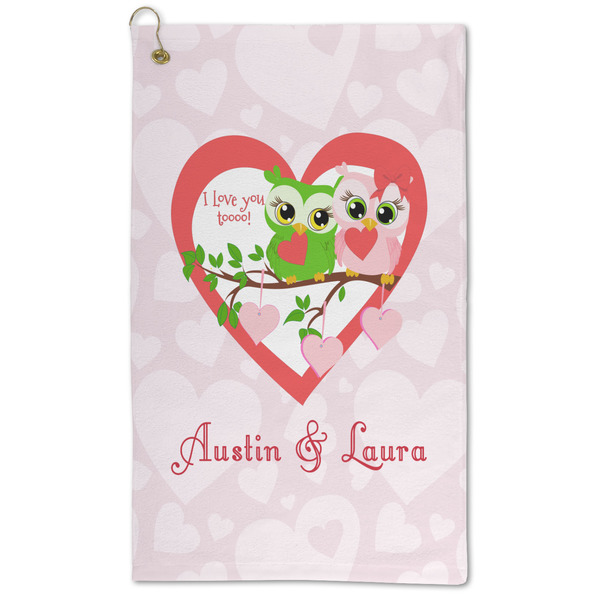 Custom Valentine Owls Microfiber Golf Towel (Personalized)