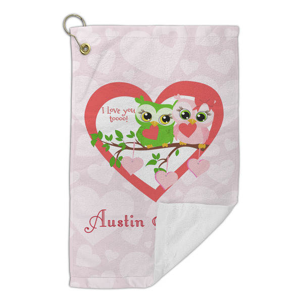 Valentine Owls Microfiber Golf Towels Small - FRONT FOLDED