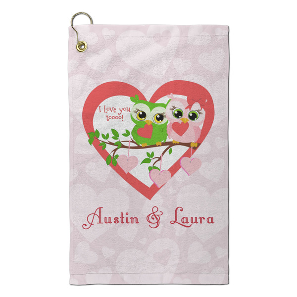 Custom Valentine Owls Microfiber Golf Towel - Small (Personalized)