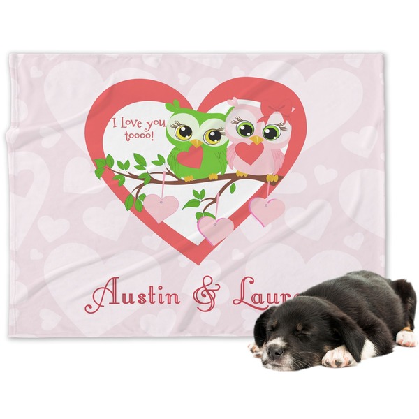 Custom Valentine Owls Dog Blanket - Large (Personalized)