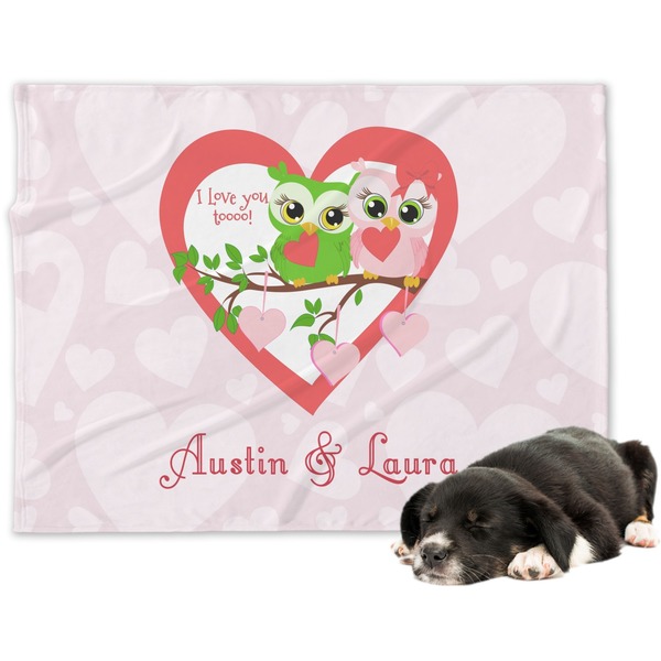 Custom Valentine Owls Dog Blanket (Personalized)