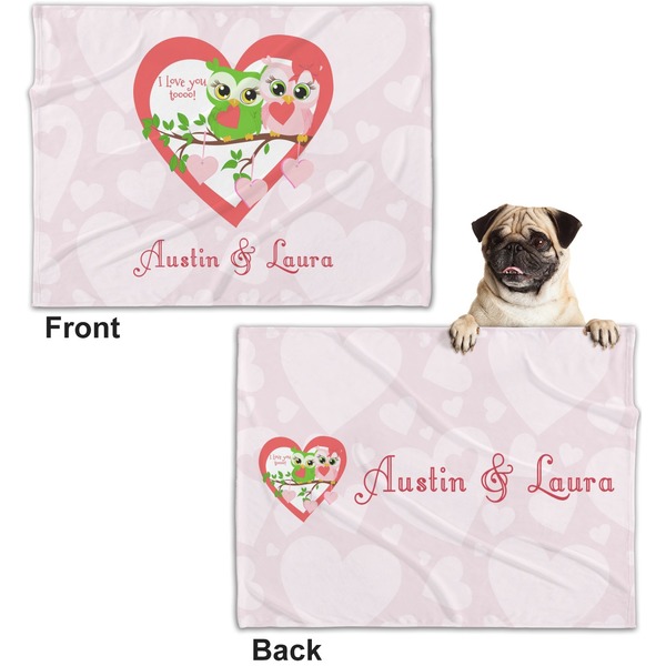 Valentine Owls Microfleece Dog Blanket - Regular - Front & Back