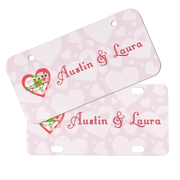 Valentine Owls Mini License Plates - MAIN (4 and 2 Holes)