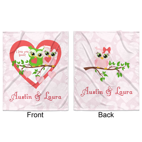 Valentine Owls Minky Blanket - 50"x60" - Double Sided - Front & Back
