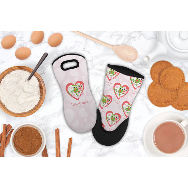 Valentine Owls Neoprene Oven Mitt - Lifestyle Image