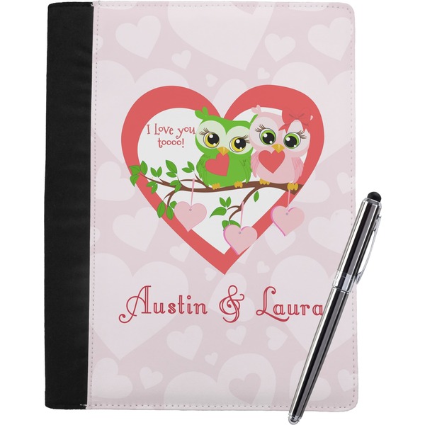 Custom Valentine Owls Notebook Padfolio - Large w/ Couple's Names