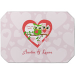 Valentine Owls Dining Table Mat - Octagon (Single-Sided) w/ Couple's Names