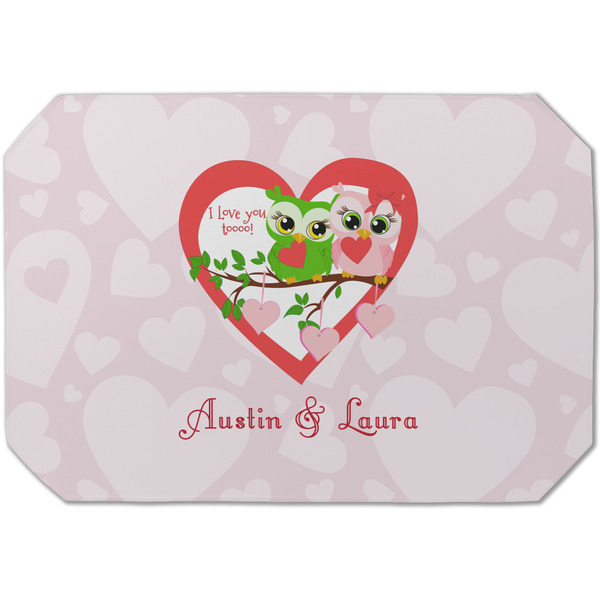 Custom Valentine Owls Dining Table Mat - Octagon (Single-Sided) w/ Couple's Names
