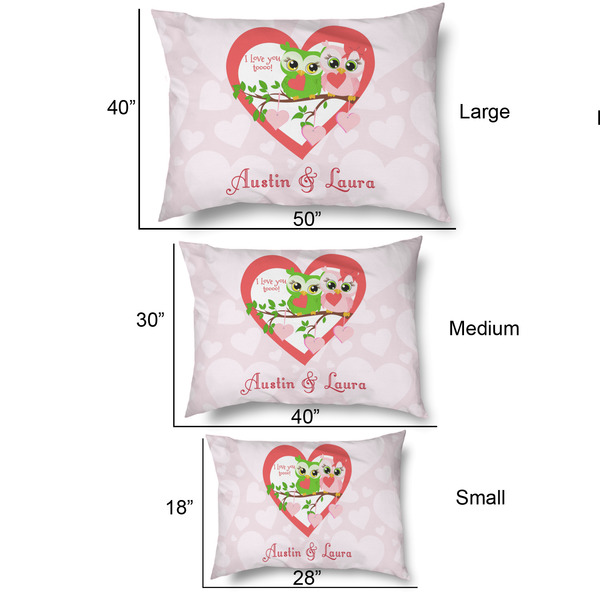 Valentine Owls Outdoor Dog Beds - SIZE CHART