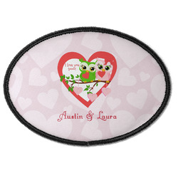Valentine Owls Iron On Oval Patch w/ Couple's Names