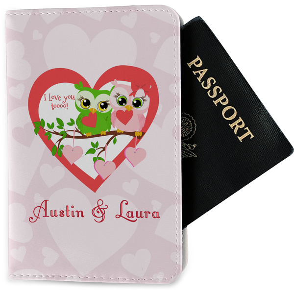 Custom Valentine Owls Passport Holder - Fabric w/ Couple's Names