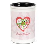 Valentine Owls Ceramic Pencil Holders - Black