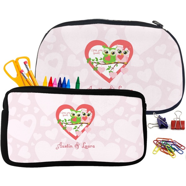 Valentine Owls Pencil / School Supplies Bags Small and Medium