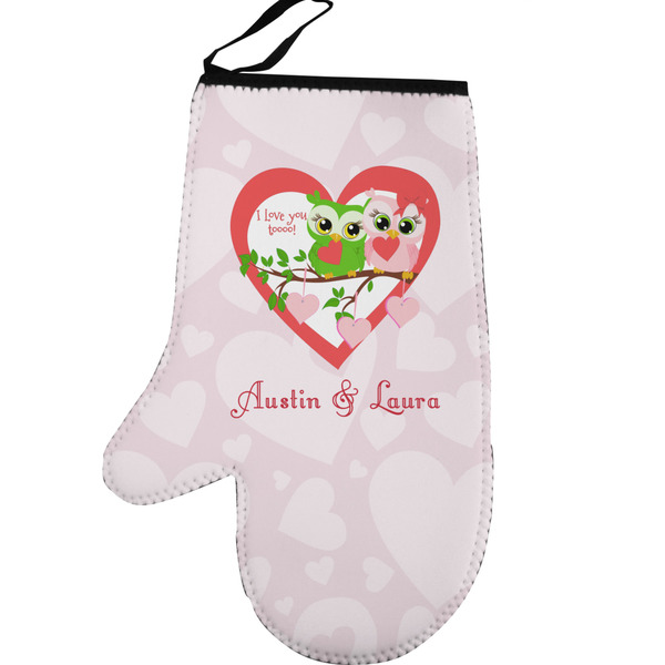 Valentine Owls Personalized Oven Mitt - Left