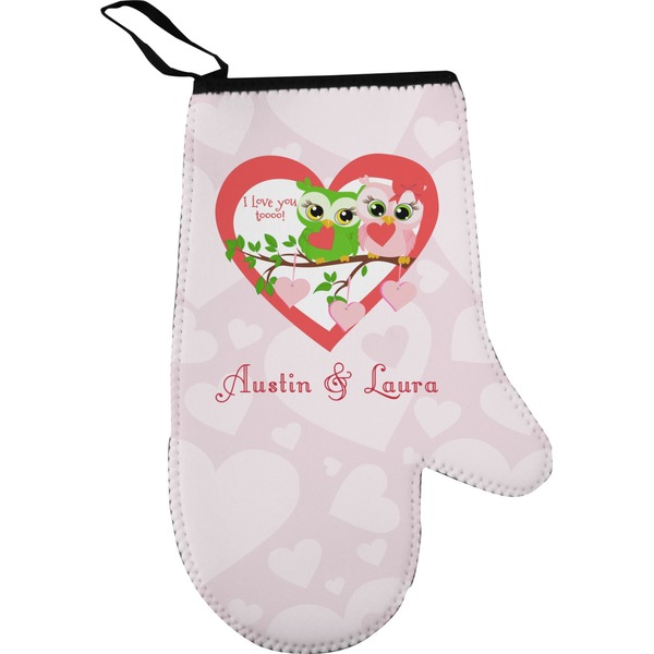 Valentine Owls Personalized Oven Mitt