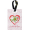 Valentine Owls Plastic Luggage Tag - Rectangular w/ Couple's Names