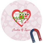 Valentine Owls Round Fridge Magnet (Personalized)