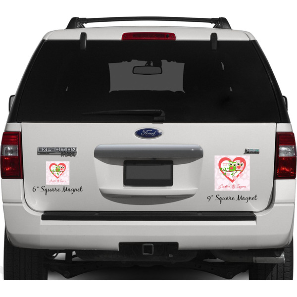 Valentine Owls Personalized Square Car Magnets on Ford Explorer