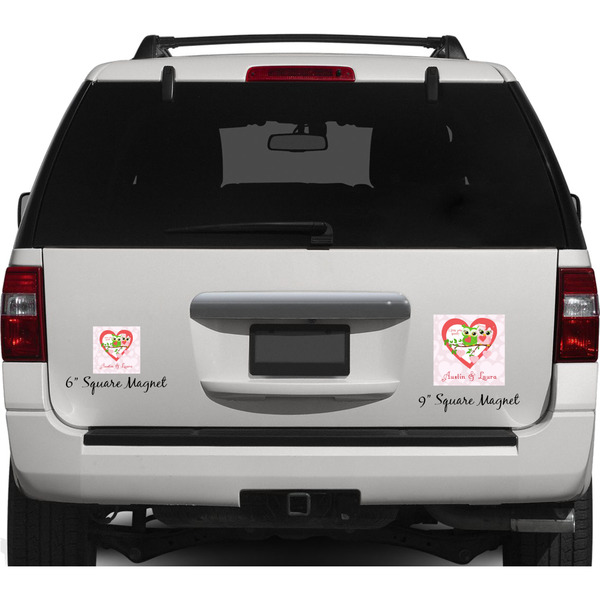 Valentine Owls Personalized Square Car Magnets on Ford Explorer