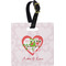 Valentine Owls Plastic Luggage Tag - Square w/ Couple's Names