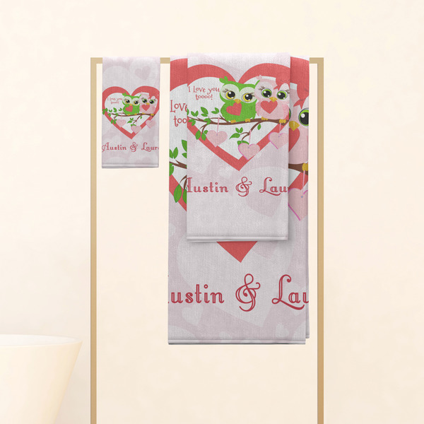 Valentine Owls Personalized Towel Set